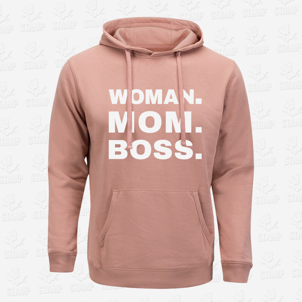 Hoodie WOMAN, MOM, BOSS – STAMP – Loja Online de T-shirts