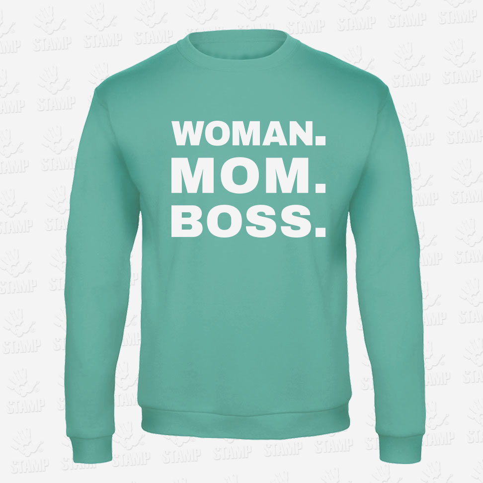 Sweatshirt WOMAN, MOM, BOSS – STAMP – Loja Online de T-shirts