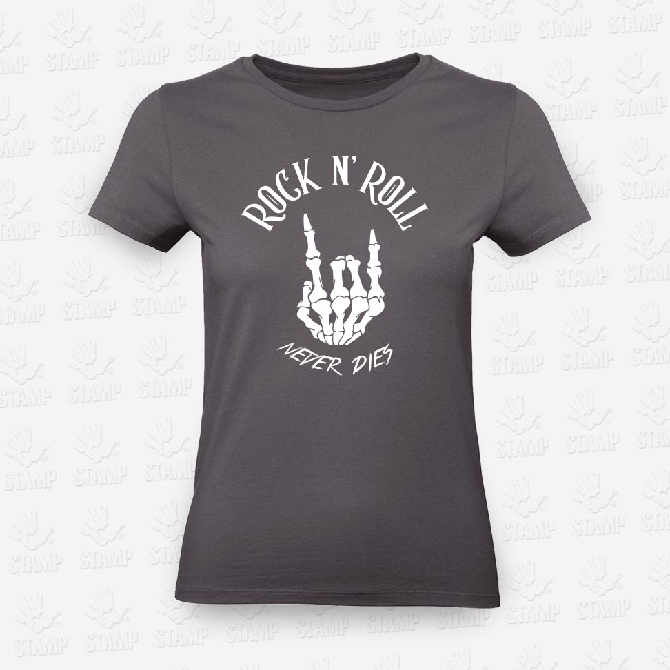 T-shirt Feminina Rock n’ Rolll Never Dies – STAMP – Loja Online