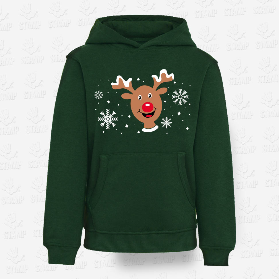 Hoodie de Criança NATAL – Rena Rodolfo – STAMP – Loja Online de T-shirts