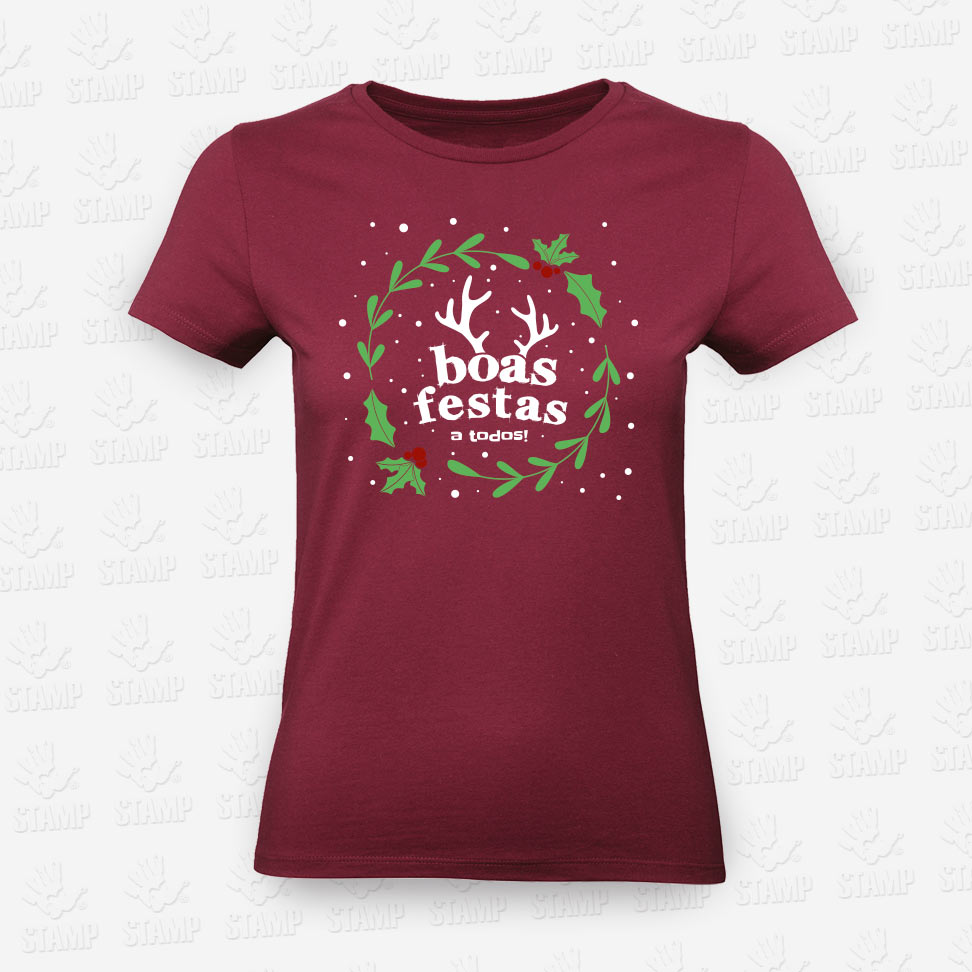 T-shirt Feminina NATAL – Boas Festas – STAMP – Loja Online